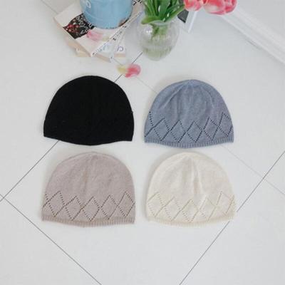 Women's Summer Punching Short Beanie Hat with Diamond Pattern