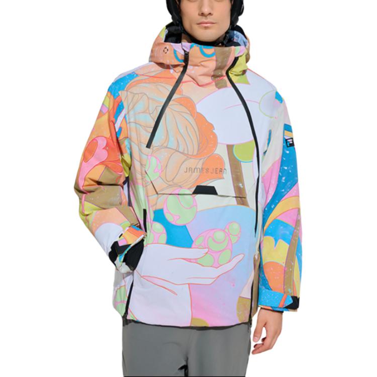 FILA X James Jean Collaboration Hooded Fashion Warm Printed Long Sleeve Winter Ski Jacket Unisex Jacket A11U446903F-ZA