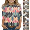 Print topper for ungdom jenter 5-16 år rund hals 3/4 ermer T-skjorter Trendy topper antrekk T-skjorter