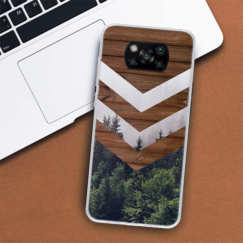 Lesní Geometrie Dřevo Příroda Pouzdro na Telefon Pro Xiaomi Poco X3 GT X4 NFC M4 Pro M3 M2 F3 F2 F1 Mi Note 10 A3 A2 Lite A1 CC9E Fundas
