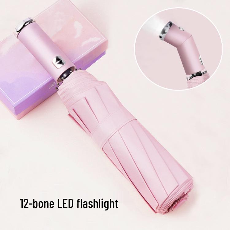 Fully Automatic 10-Rib UV Protection Folding Umbrella - Black Glue Sunscreen for Rain or Shine