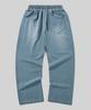 Beodeonteu Front Line Washed Wide Sweatpants [Medium Blue]