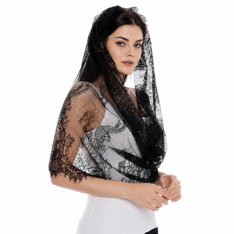 White Lace Veil Delicate Floral Embroidery Breathable Soft Mesh Lightweight Bridal Veil for Formal Church Wedding