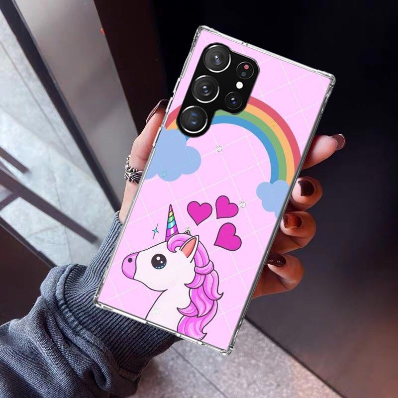 Pink Unicorn Rainbow Phone Case For Samsung Galaxy S23 S24 S25 Edge S26 Ultra S22 + S21 Plus S20 FE Cover Silicone Print Shell G