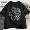 Floral Brain Anatomy T Shirt Mental Health T-Shirt Nurse Nursing School Tshirt Brain Flowers Printed Cotton Short Sleeve Tees