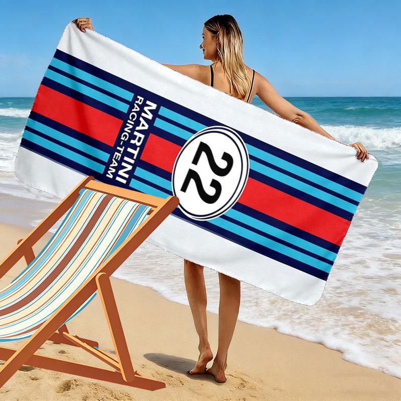 Martini Racing Print Beach Towel, Large Soft Quick Dry Towel for Beach Camping Swimming