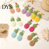 Lightweight Woven Earrings 1 Pair Handmade Raffia for Women, Boho Straw Hand-Woven Three-dimensional Pineapple Dangle Earrings, Natural Rattan Summer