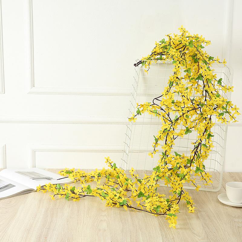 Artificial Flowers Vine Flower Garland Spring Yellow Flowers Artificial Winter Jasmine Vines Fake Flower Vine Hanging Flowers