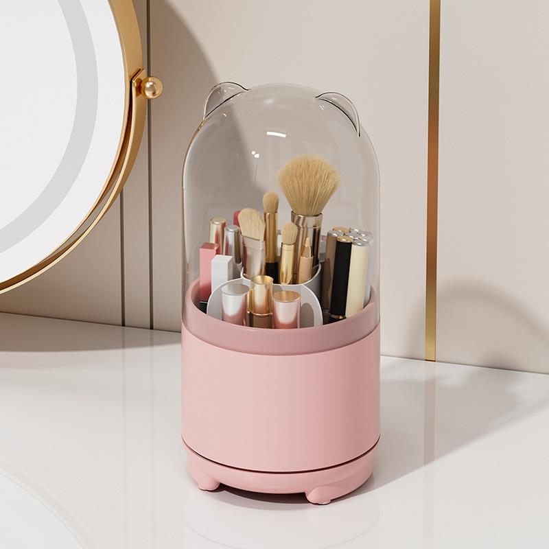 1pc ° Rotating Makeup Box, Detachable Box, Transparent Dust-proof Pen Holder, Eyeshadow Brush Holder, Lipstick Box, Desktop