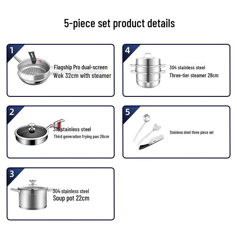 Kangbache 5-Piece Universal Cookware Set