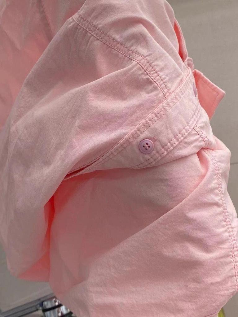 Women's Milky Yellow Layered Long-Sleeve Loose Shirt Jacket - Petite Casual Spring/Autumn Top