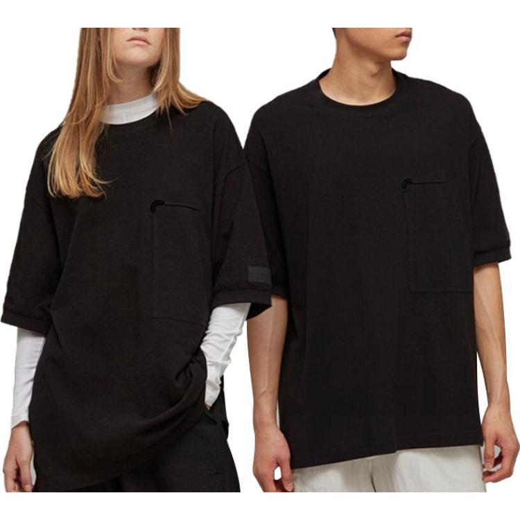 Y-3 T-shirt Uni à Poche Col Rond Manches Courtes Hauts Unisexe Noir H63083