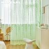 1PC Green Transparent Window Screen Willow Leaf Pattern Offset Printing Curtain Tulle Sheer for Living Room Bedroom Balcony Home Decor NAPEARL