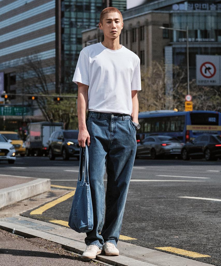 STCO [Black Label] Supima Round Neck Short Sleeve T-Shirt_White (Semi-Oversized Fit)_Stswb91Nsw