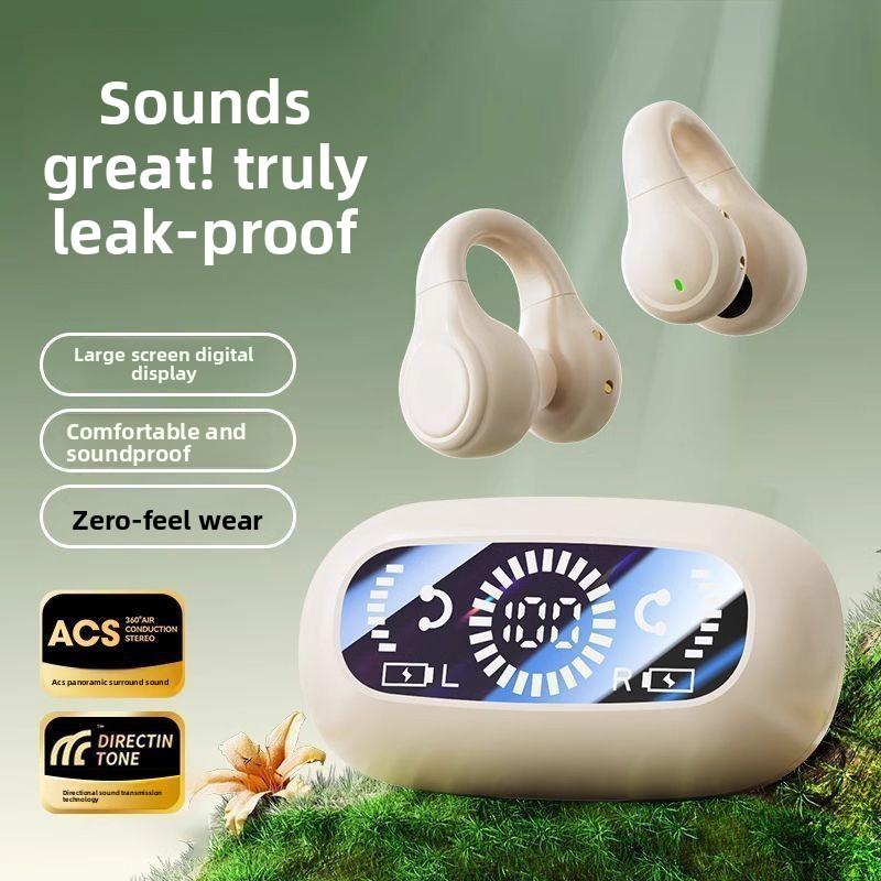 Non-ear Clip Ear Headset Bone Conduction Wireless Bluetooth Headset Super Long Battery Life Intelligent Large Digital Display
