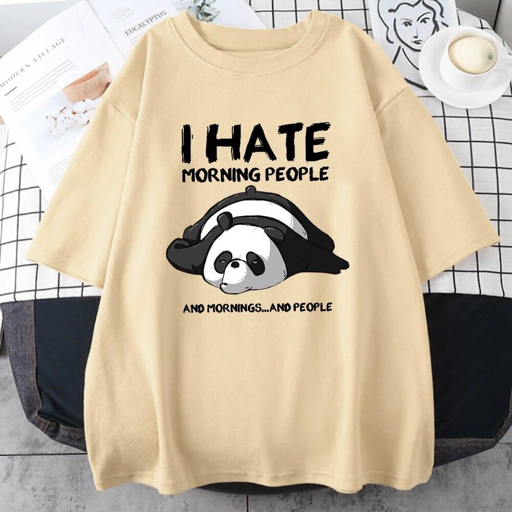 Lazy Panda I Hate Morning People Potisk triček pro unisex karikatury All-matematické oblečení Vintage Oversize Bavlna Pánské topy s krátkým rukávem