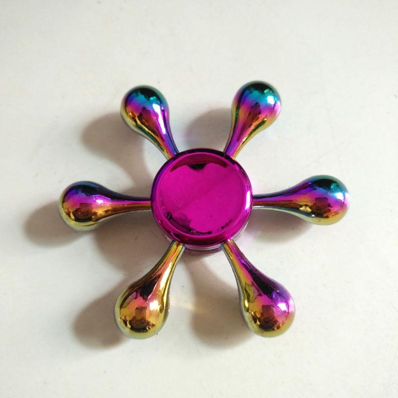 Colorful Zinc Alloy Fidget Spinner: Black Tech Stress-Relief Toy for Students and Kids.