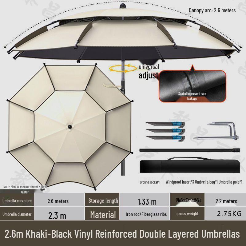 Großer Universal-Fischschirm - Regendicht, Sonnenschutz, Outdoor faltbar, Verdicktes Design