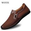 2024 Genuine Leather Loafers Men Luxury Brand Rubber Casual  Men Shoes Slip On Breathable Flats Driving Shoes Mens Big Size