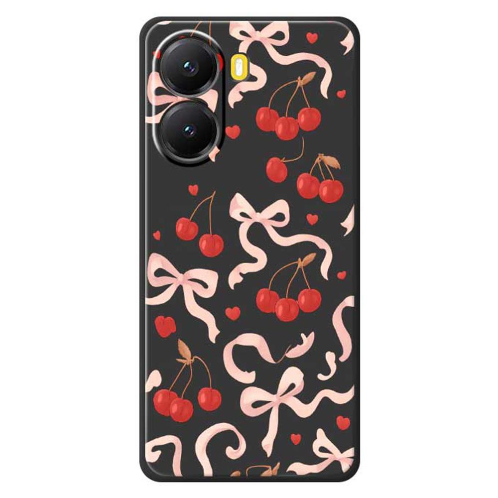 For Xiaomi Redmi Turbo 4 5G/Poco X7 Pro 5G Case Big Bow Cherry Pattern Printing Straight Edge TPU Phone Back Cover