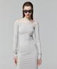 Lady Volume Off Shoulder Line Dress_Light Gray