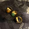 Titanium Steel Oval Agate Stone Gold Ring - Women's Niche Fashion Accessory