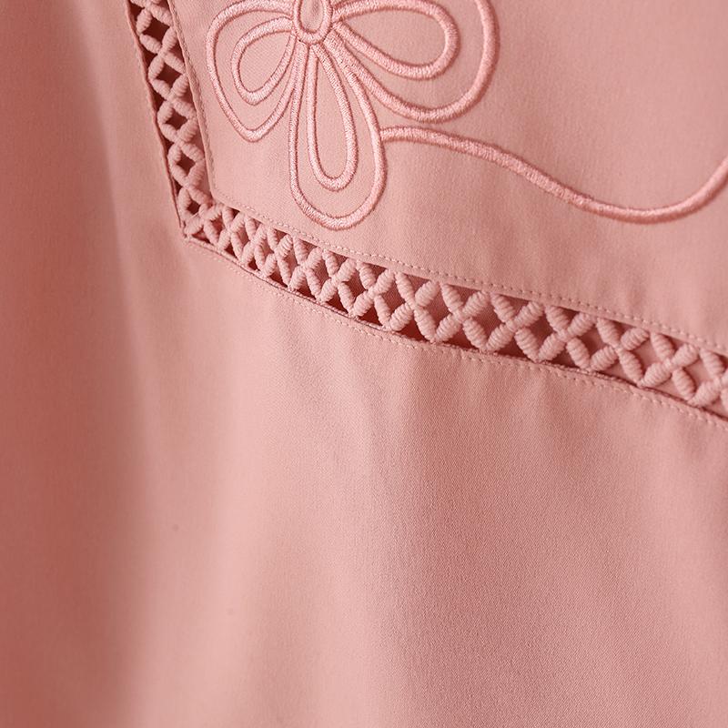 ZANZEA Women Casual V-Neck 3/4 Sleeve Loose Embroidery Blouse