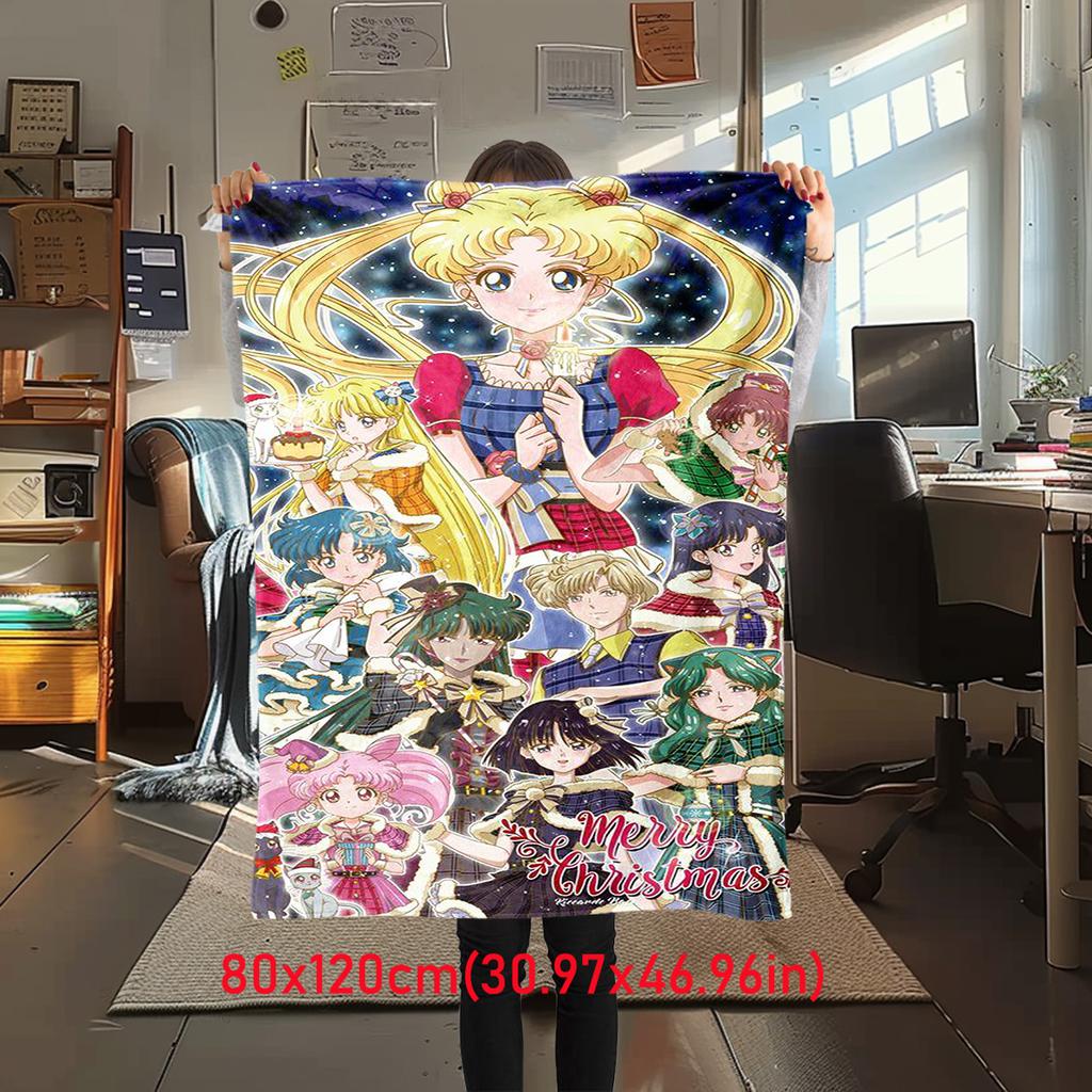 Japanese anime cute cartoon theme Sailor Moon Tsukino Usagi blanket suitable for home beds, sofa covers, office nap, outdoor warm blankets O11