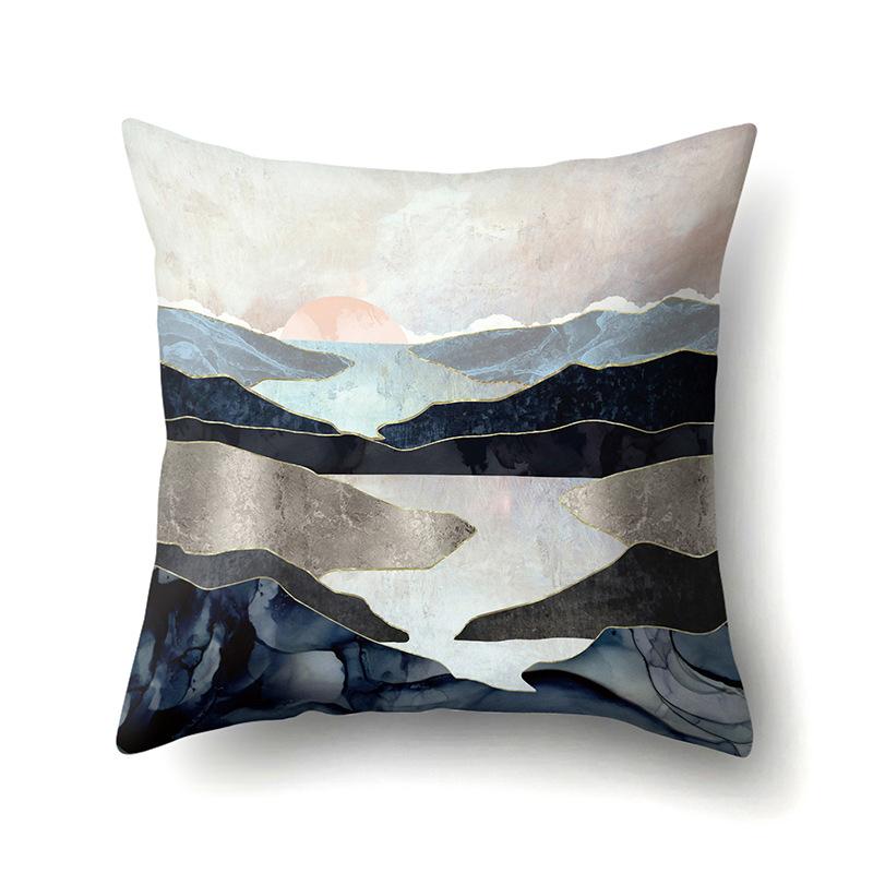 Polyester Pillow Cover Mountain Print Pillow Cover Waist Cushion Cover Car Cushion Head Cushion Cover Premium Durable