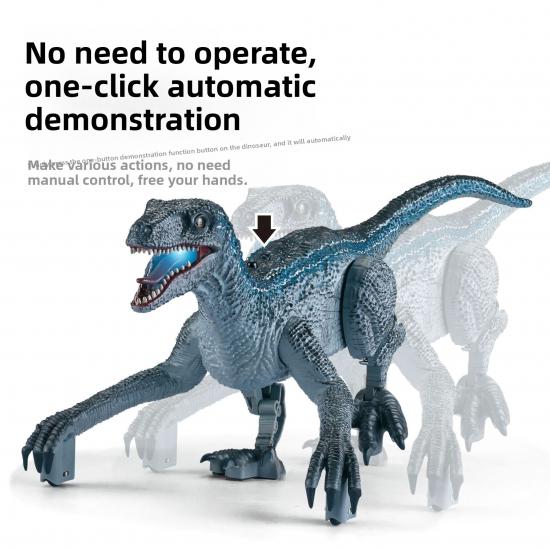 2.4G RC Rampaging Velociraptor, Realistic 4-Channel USB Rechargeable Electric Walking Infrared Dinosaur Toy Model