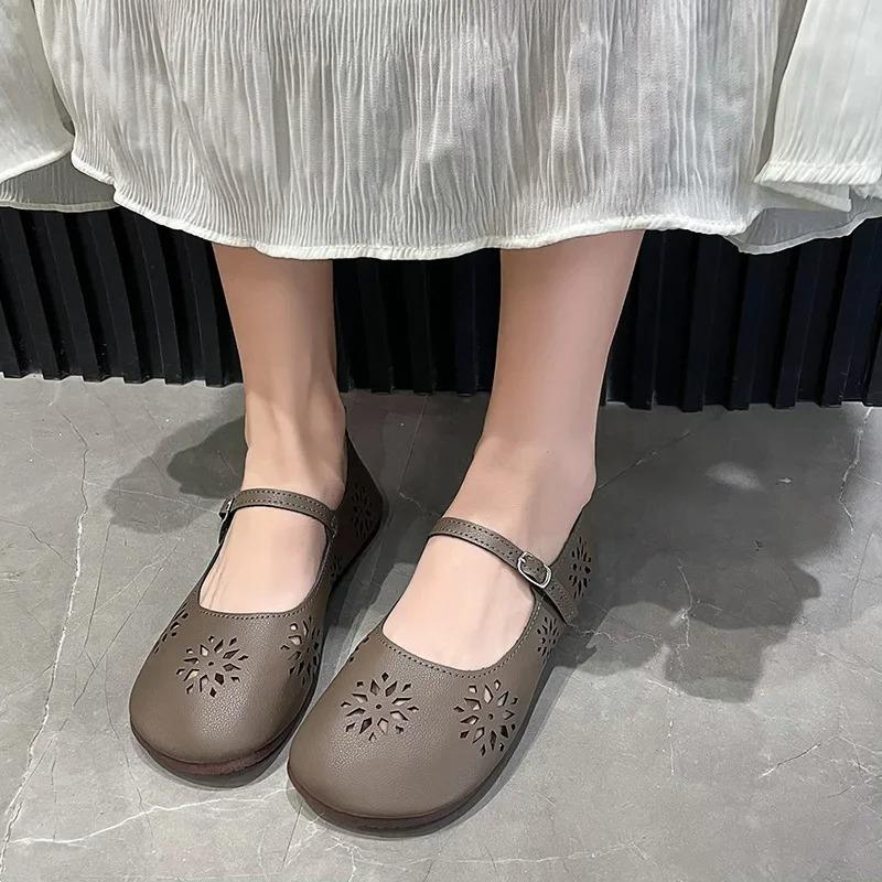 Ladies Leather Shoes Fashion Women's Flat Shoes Soft Walking Shoe Lightweight Non-slip Loafers Zapatos