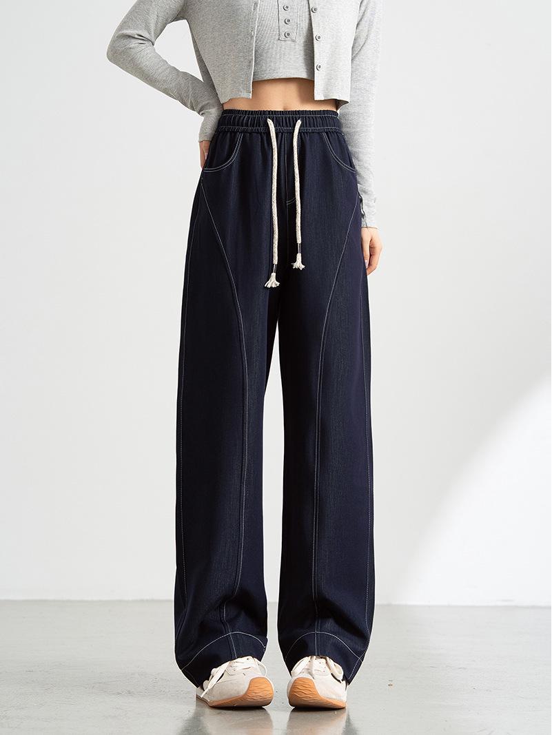 Women s High-Waisted Drawstring Pants & Distressed Curved Denim Pants Extra Large