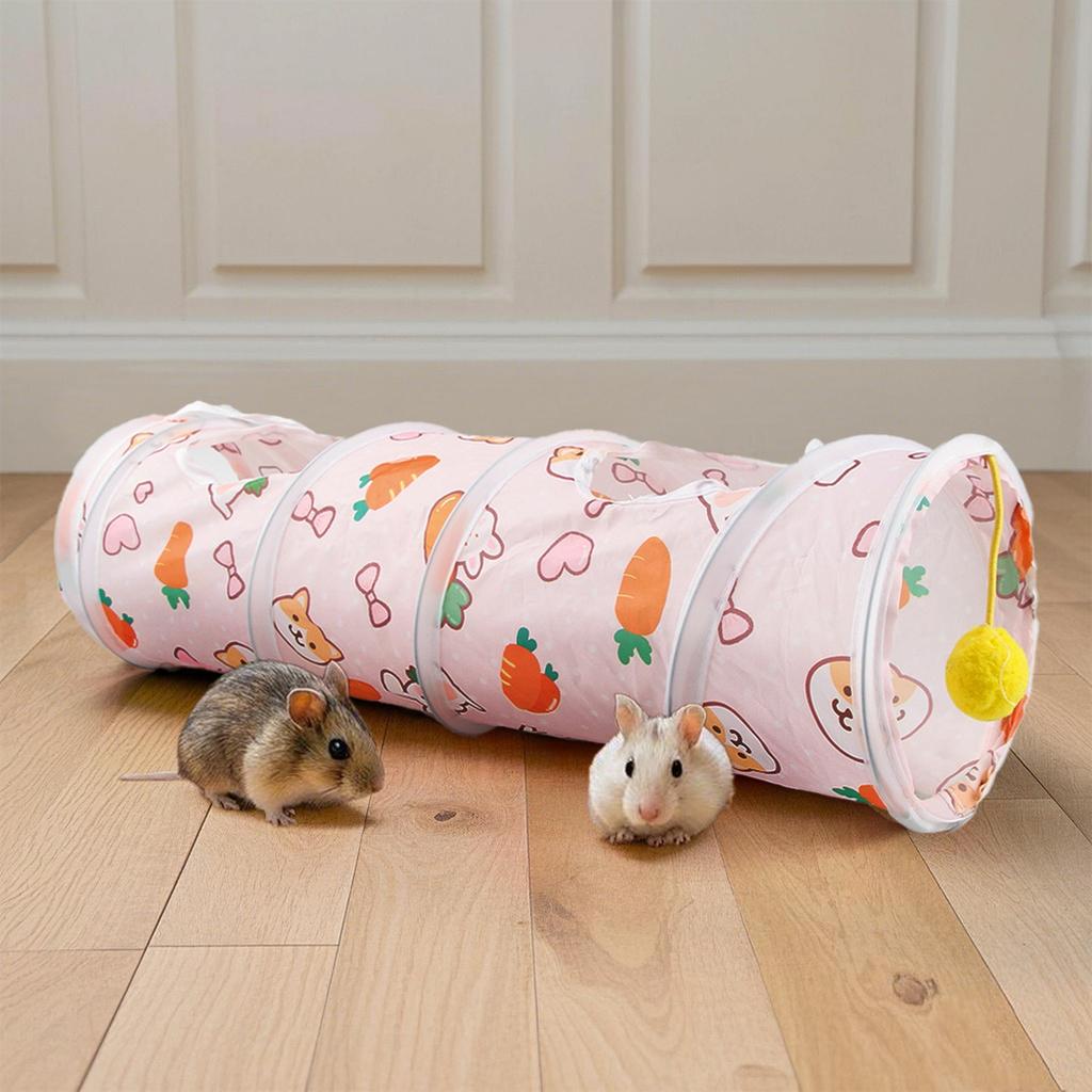 Carrot Hamster Tunnel Foldable Fun Toy Tunnel for Small Ferret Hamster