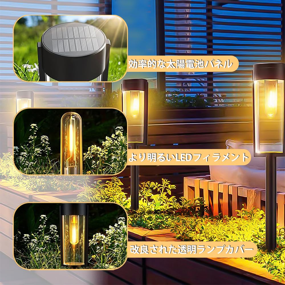 LKCCTK Solar Garden Outdoor Lighting for Clear Warm White IP65 High Recessed Automatic Ideal for Parking Flower and Set of 4 Lights, Gardens,