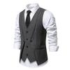 England Style Men's Suit Vests Fake Two Pieces Business Casual Waistcoats Vintage Mens Formal Dress Vest