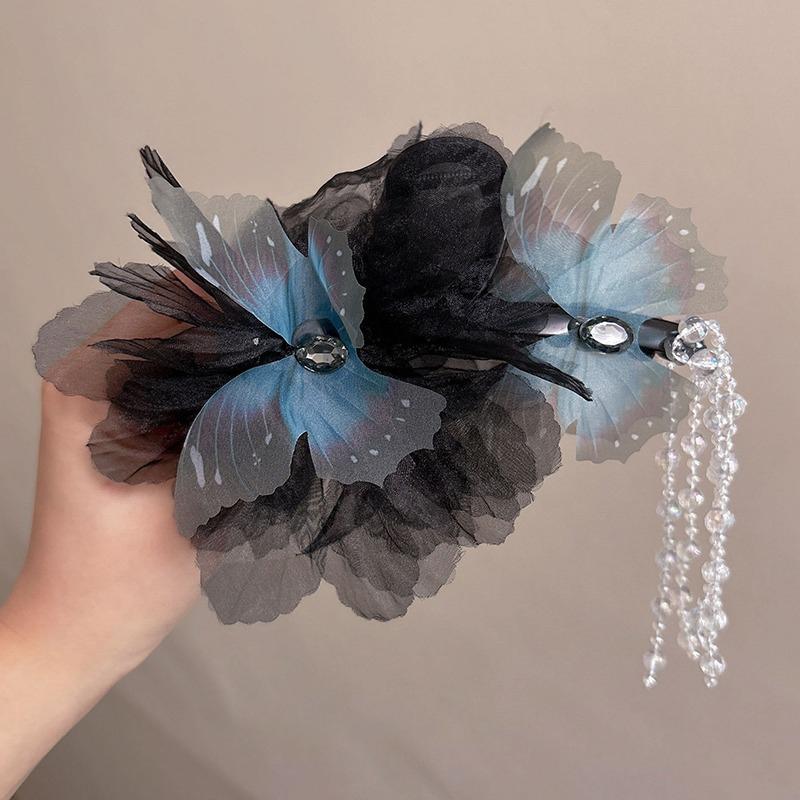 

Женские заколки для волос Заколка-краб с кисточкой в виде бабочки Красивые аксессуары для волос Девичья заколка-акула Женский головной убор Заколки-крабы синий