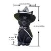 Black Cat Statue Mysterious Cute Cat Witch Cat Figurine Witches Decor Desk Ornament Hand-Painted Sculpture for Halloween 1PC