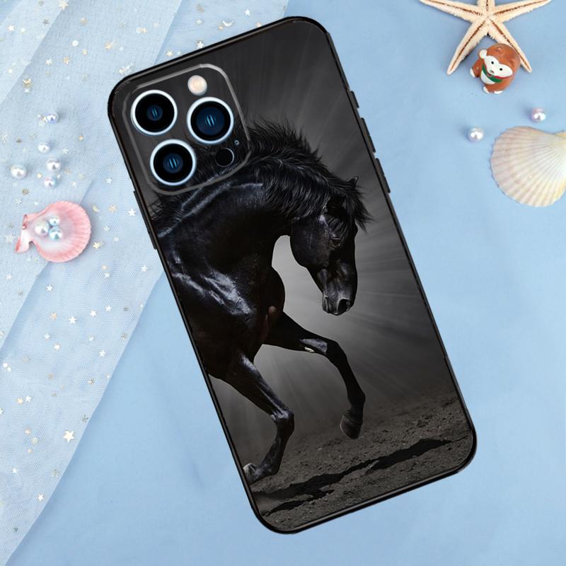 Beautiful Black Horse Case For iPhone 17 Pro Max 16 14 13 12 11 15 Pro Max Plus 12 13 Mini 16e 17 Air Back Cover