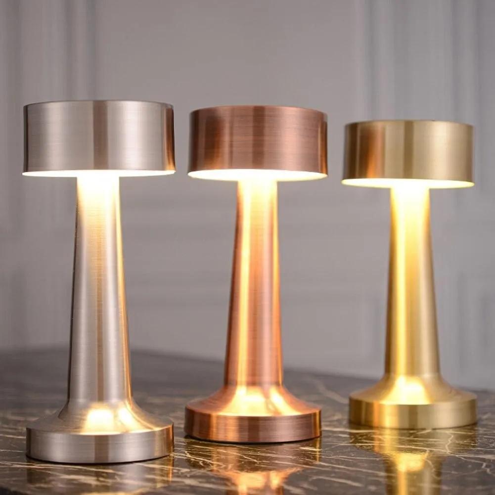 Retro LED Table Light Touch Sensor Rechargeable 3 Color Adjustable Desk Lamp Bedside Creative Ambient Light Bar Hotel