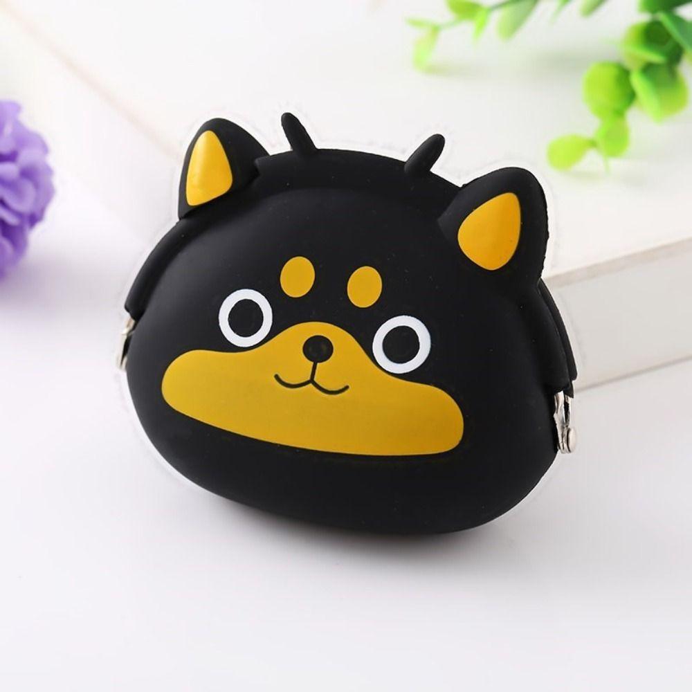 Solid Color Small Animal Wallet Mini Data Cable Storage Bag Cute Cartoon Silicone Coin Purse Gift