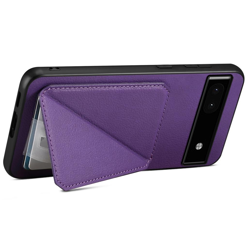 For Google Pixel 6a Case Kickstand Leather+PC+TPU Cell Phone Case with Card Holder