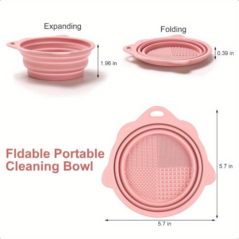Foldable Makeup Brush Cleaning Bowl, Silicone Portable Cosmetic Cleaning Tool Suitable For All Sizes Beauty Makeup Brush Set.