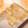 Gold Rhinestone Geometric Multi-layer Titanium Steel Bracelet for Women with Spring Clasp