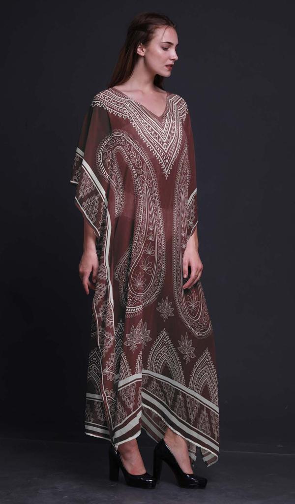 Phagun Floral & Paisley Beach Kaftan Bikini Cover Up Womena    S Maxi Dress Long