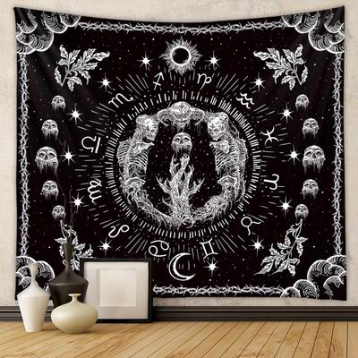 VIKAMA Bohemian Moon Phase Magic Tapestry Living Room Entryway Decoration Mushroom Flower Totem Wall Decoration