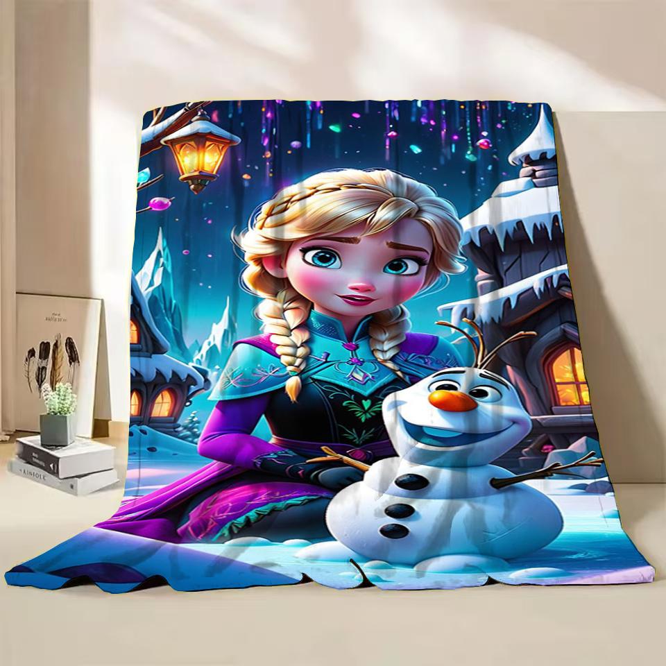 Disney Frozen Elsa Princess Childrens Adult Soft Flannel Blanket Fluffy Baby Plush for Bedroom Travel Office Cover Warm Blankets
