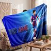 Coperta in pile personalizzata Lamine Yamal con logo del calcio, testo con nome personalizzato, morbida, calda, coperta da divano per la casa