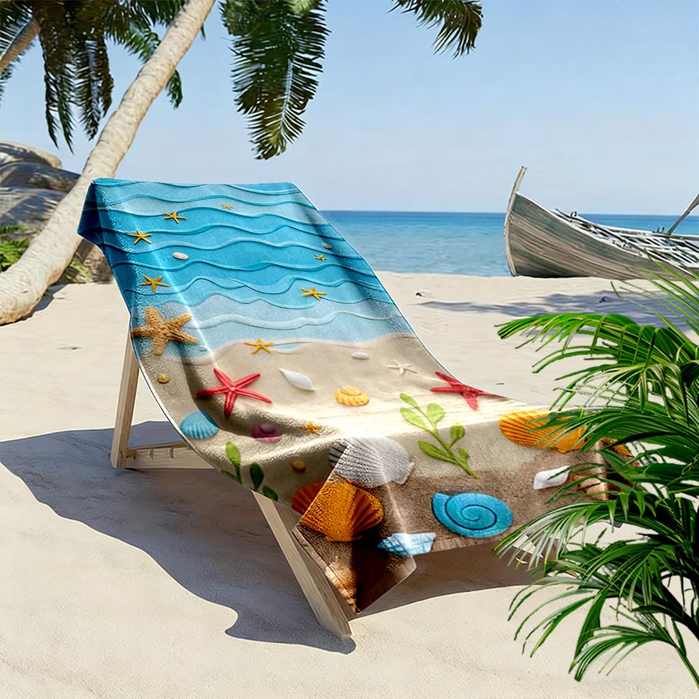 Colorful Seashell and Starfish Pattern Beach towel quick-drying for travel outdoor sports jogging beach and swimming