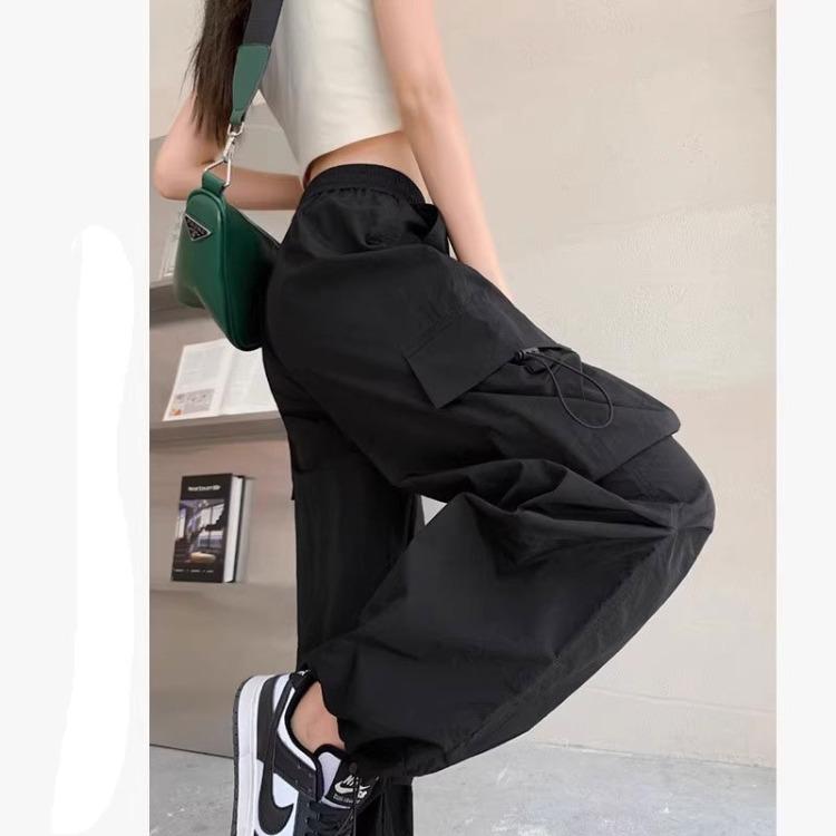 Women's Workwear Trousers Loose-fitting Slimming Wide-leg Sports-style Long Trousers – Versatile Casual Straight-leg Cuffed Trendy