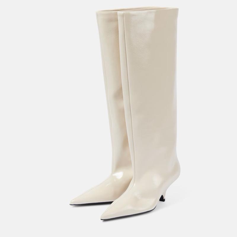 Krazing Pot Chaussures en microfibre pour automne et hiver, talons aiguilles, grande taille 45, taille 44, taille 46, bottes au-dessus du genou pour femmes